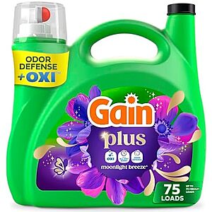 [NEW, SnS, AC] $7.63 | 99-Oz Gain Plus Liquid Laundry Detergent (Moonlight Breeze) at Amazon