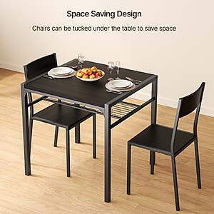 $50 Free Ship Walmart by Lofka Dining Table Set for 2 to 4, Kitchen Table with Chairs and Storage Shelves for Small Space