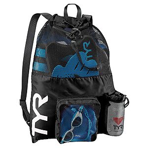 $12.24: TYR Big Mesh Mummy 40L Backpack - Ventilated Swim & Gym Gear Bag, Black at Amazon