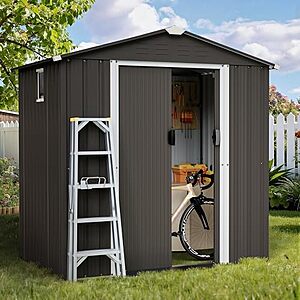 $139.99* | 6' x 4' Shintenchi Waterproof Outdoor Metal Tool Shed w/ Lockable Double Doors at Amazon