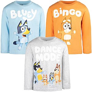 Bluey Bingo Dad Toddler Boys 3 Pack Long Sleeve T-Shirts Orange/Blue/Gray - from $8.73