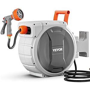 $53.41* | VEVOR Retractable Garden Hose Reel, 1/2 Inch x 84 ft Wall Mounted Heavy Duty Garden Hose Reel at Amazon