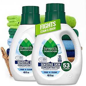 2-Pack 40-Ounce Seventh Generation Free & Clear Concentrated Laundry Detergent $15.59 w/ S&S + Free Shipping w/ Prime or on $35+