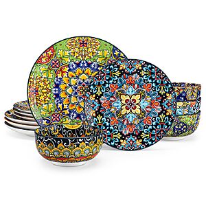 [Prime] 12-Piece (Service for 4) vancasso Bohemian Style Porcelain Plates and Bowls Set $37.99 + Free Shipping