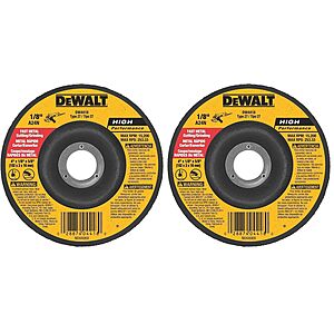 2-Pack DEWALT 4" x 1/8" x 5/8" General Purpose Metal Cutting Wheels (DW4418) $4