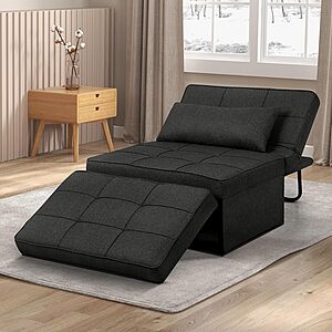 4-in-1 Ainfox Convertible Sleeper Sofa Chair (Black) $130 + Free Shipping