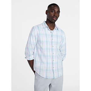 George Men's Linen Blend Button-Up Shirt (Cream Plaid, Size S-5XL) $6.57 + Free Shipping w/ Walmart+ or on $35+