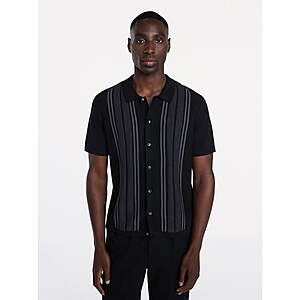 George Men's Cotton Button-Front Polo Sweater (Black) $6.99 + Free Shipping w/ Walmart+ or on $35+