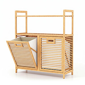 Costway Double Tilt Out Laundry Hamper with 2 Shelves $69 + Free Shipping