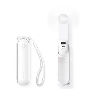 JISULIFE 3-in-1 Portable Handheld Fan w/ Power Bank & Flashlight (White) $11.89 + Free Shipping w/ Prime or on $35+