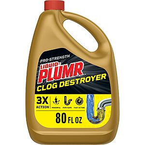 80-Oz Liquid-Plumer Pro-Strength Full Clog Destroyer $7.30 w/ S&S + Free Shipping w/ Prime or on $35+