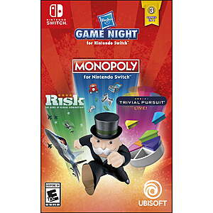 Hasbro Game Night: Monopoly, Risk & Trivial Pursuit (Switch) $9.98 + Free Shipping w/ Walmart+ or on $35+ (YMMV)