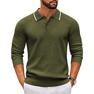 COOFANDY Men's Knit Polo Sweater (Various Colors) $12.49 + Free Shipping w/ Prime or orders $35+