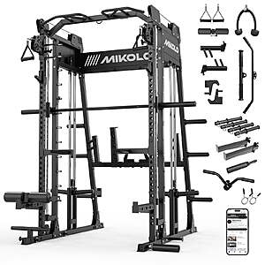 $739.99: Mikolo M11 Smith Machine Home Gym, 2200LBS Power Rack with Functional Trainer & Cable System at Walmart.com