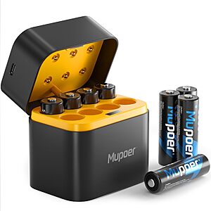 8-Pack Mupoer 1.5V AA Lithium Rechargeable Batteries w/ Holder $15 @ Amazon