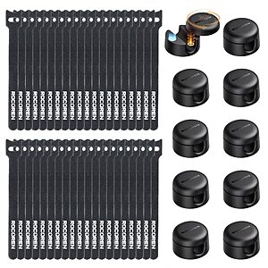 50-Pack Rocoren Cable Management Kit w/ 10 Magnetic Rotatable Cord Clips & 40 Reusable Hook & Loop Cable Ties $7.79 + Free Shipping w/ Prime or on $35+