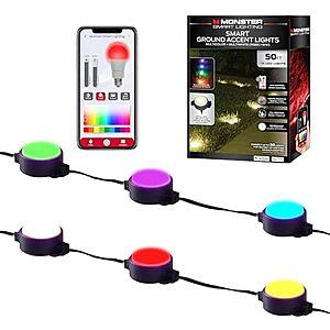50ft Monster Smart Lighting Outdoor Ground Lights with RGBICWW $23.99 + Free Shipping w/Walmart+ or $35+