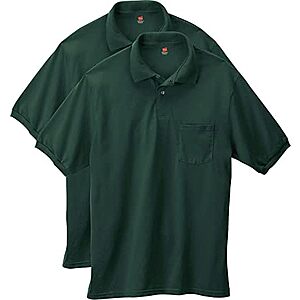 $10.50* | 2-Pk Hanes Men's Short-Sleeve Jersey Pocket Polo Shirt (Various) at Amazon