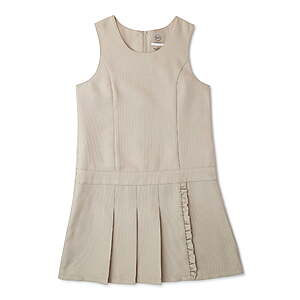 $3.39 - Wonder Nation Girls School Uniform Pleated Ruffle Jumper Dress, Sizes 4-16 (Navy or Khaki)