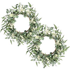 2-Pack Pinkpum 20" Eucalyptus Green Wreath w/ White Berries $21.49 + Free Shipping w/ Prime or on $35+
