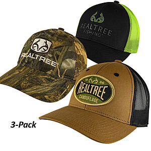 3-PACK: Realtree Men's Caps (Fishing, Camo, Patch) $12.50 + Free Shipping