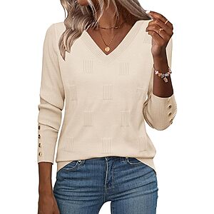 Zeagoo Women's V-Neck Lightweight Sweater (Various Colors) $10 + Free Shipping w/ Prime or on $35+