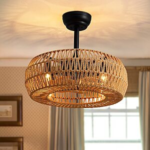 20" Antoine Rattan Caged Ceiling Fan w/ Light & Remote (Black) $122.50 + Free Shipping