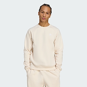 adidas men Trefoil Essentials Crew Sweatshirt (Wonder White / White) $15.2