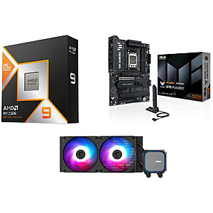 AMD Ryzen 9 9950X3D CPU + ASUS TUF GAMING X870E-PLUS WIFI7 Mobo + MSI MAG Coreliquid A13 240mm AIO Liquid Cpu Cooler $649.99