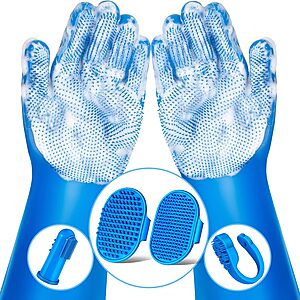 6-Piece Augwind Pet Grooming Kit w/ Gloves, Bath Brushes & Finger Toothbrushes (6 colors) $4.99 + Free Shipping w/ Prime or on $35+