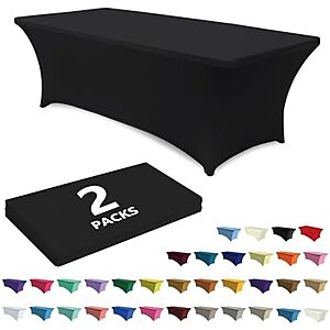 $12.51* | 2 Pack 6 FT ABCCANOPY Black Spandex Table Cover Stretch Fitted Wrinkle Resistant Tablecloth at Amazon