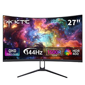 27" KTC 1440p 144Hz HVA 1500R Curved Gaming Monitor $97.49 + Free Shipping