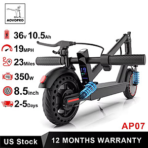 AOVOPRO AP07 Foldable Electric Adult Scooter, 10.5Ah 19mph, 23miles Max Range, Double shock absorption, free S&H $144.24