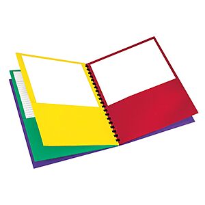 $3.55 - Oxford 8-Pocket Paper Folder, Letter Size, 200-Sheet Capacity, Multicolor, Red, Green, Yellow, Purple (99656), Multicilor, 8-1/2" x 11"