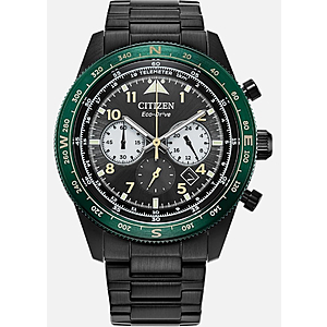 REFURBISHED Citizen Men's Sport Chronograph Calendar Eco-Drive Black Watch 43MM CA4555-81E $157.49