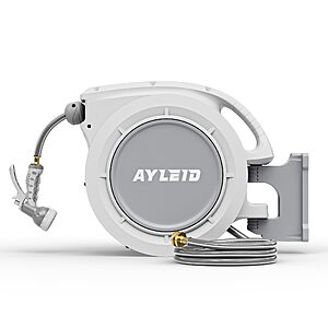 Ayleid Retractable Rubber Hybrid Garden Hose Reel, 1/2"x65ft Wall Mount $59.95