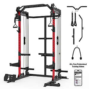 Mikolo Power Rack Cage (2000Lbs), Weight Rack with Dual Pulley Cable Crossover Machine,Multi-Function Squat Rack with J Hooks,Dip Bars and Landmine $400 + Free Shipping