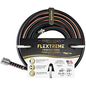 100′ Flexon Flextreme Pro Performance Rubber Garden Hose (Black) $20