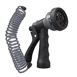 Orbit Coil Garden Hose with 8-Pattern Nozzle, 25 ft., Gray - 26382 $11.99
