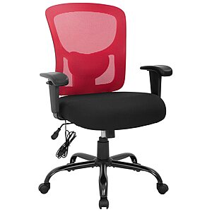 Office Chair Big and Tall 400lbs Desk Chair Mesh Massage Computer Chair with Lumbar Support Wide Seat, Red $99.74
