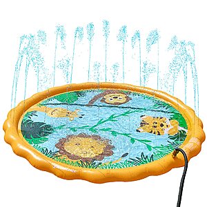 SWIMLINE 68 Inch Sprinkler Mat and Splash Play Mini Pool Outdoor Water Toy Safari Adventure | for Kids and Family Fun | Exciting Backyard Water Action $9.61