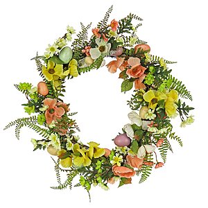 National Tree Company Artificial Spring Wreath, Woven Branch Base, Decorated with Colorful Pastel Eggs, 22 Inches $17.67