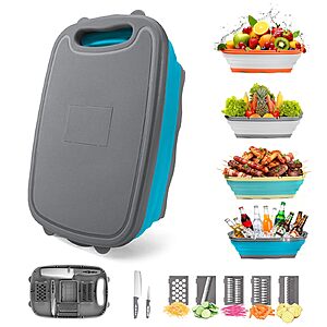Gintan 9-in-1 Collapsible Camping Cutting Board w/ Colander, Vegetable Washing Basket and Accessories (3 Colors) $12.48 + Free Shipping w/ Prime or on $35+
