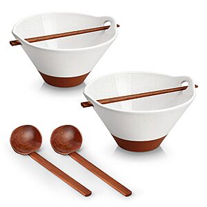 [Prime] 2-Pack 42-oz MALACASA Ceramic Ramen Bowl Sets w/ Chopsticks & Spoon (Various) from $17.37 + Free Shipping