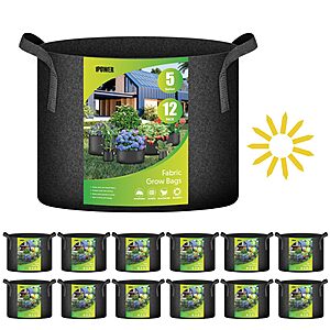 $9.60: iPower 12-Pack 5 Gallon Grow Bags Heavy Duty Thickened Aeration Nonwoven Fabric Pots with Nylon Handles at Amazon
