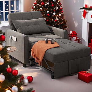 $149.29 FS Walmart by LOFKA Recliner Sofa, 3 in 1 Convertible Chair Bed with Adjustable Backrest for Living Room & Office