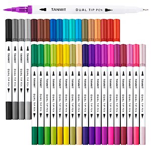 $6.99 - TANMIT 36 Dual-Tip Brush Pens, Art Markers for Adult Coloring Books