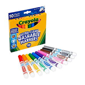 $2.97 FS Walmart+ Crayola Ultra-Clean Washable Broad or Fine Line Markers, 10 Ct,, buy 2, get $2 Walmart Cash