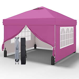 $71.99: Ainfox 10'x10'Pop Up Canopy Tent 4 Removable Walls Windproof UV Shelter Outdoor,Pink at Walmart.com