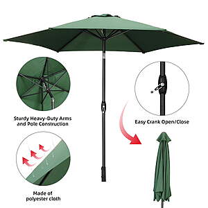 Ainfox 9ft Patio Umbrella with Push Button Tilt/Crank (Various Colors) $29.98 + Free S&H w/ Walmart+ or $35+